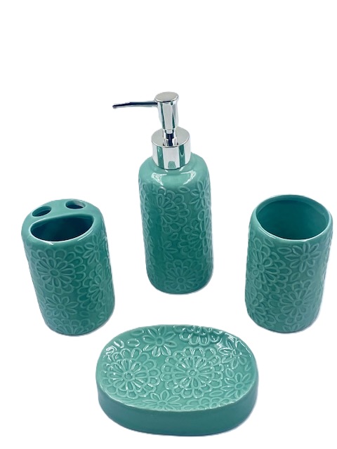 SET JABONERA CERAMICA X4 FLOR (361140|EA99-35-13)